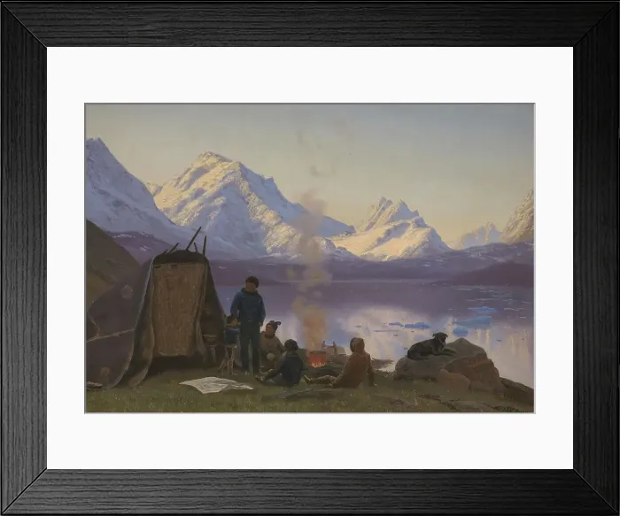 Framed Print : Settlement by a fjord, Greenland, summer, 1883. Creator: Carl Rasmussen Framed Print : Settlement by a fjord, Greenland, summer, 1883. Creator: Carl Rasmussen