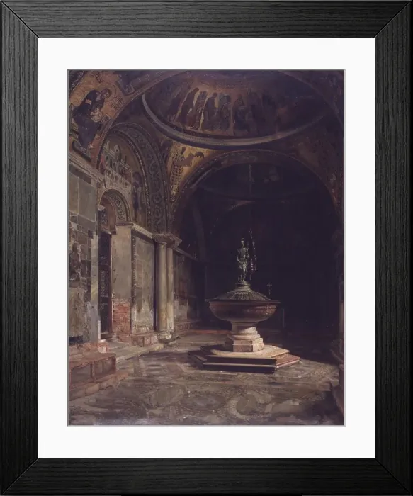 Framed Print : The interior of the Baptistery in St. Mark's Church in Venice, 1885. Creator: Josef Theodor Hansen Framed Print : The interior of the Baptistery in St. Mark's Church in Venice, 1885. Creator: Josef Theodor Hansen