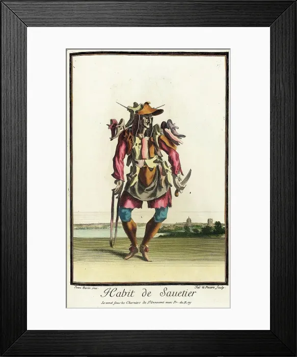 Framed Print : Recueil des modes de la cour de France, Habit de Sauetier, Bound 1703-1704. Creators: Jean Lepautre, Jean Berain, Jacques Le Pautre Framed Print : Recueil des modes de la cour de France, Habit de Sauetier, Bound 1703-1704. Creators: Jean Lepautre, Jean Berain, Jacques Le Pautre