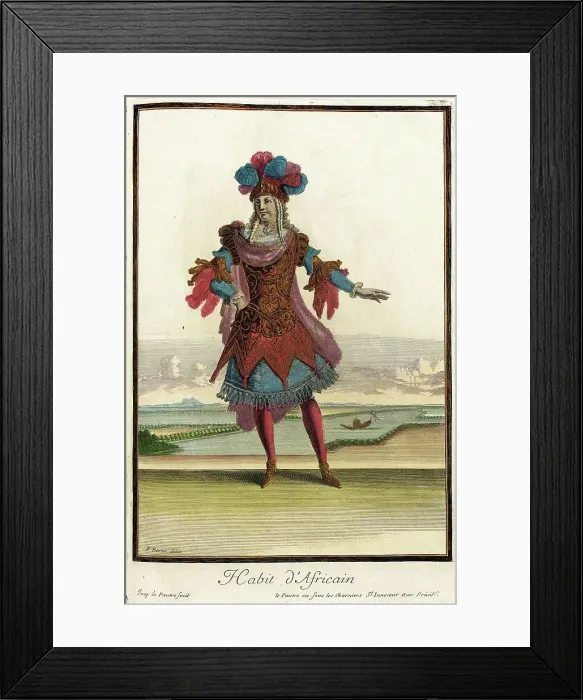 Framed Print : Recueil des modes de la cour de France, Habit d'Africain, Bound 1703-1704. Creators: Jean Lepautre, Jean Berain, Jacques Le Pautre Framed Print : Recueil des modes de la cour de France, Habit d'Africain, Bound 1703-1704. Creators: Jean Lepautre, Jean Berain, Jacques Le Pautre