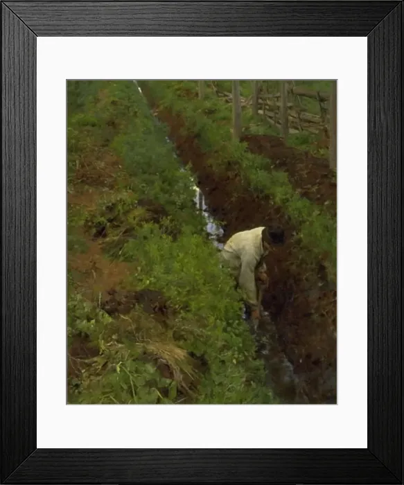 Framed Print : Dredging a Ditch, 1886. Creator: Erik Werenskiold Framed Print : Dredging a Ditch, 1886. Creator: Erik Werenskiold