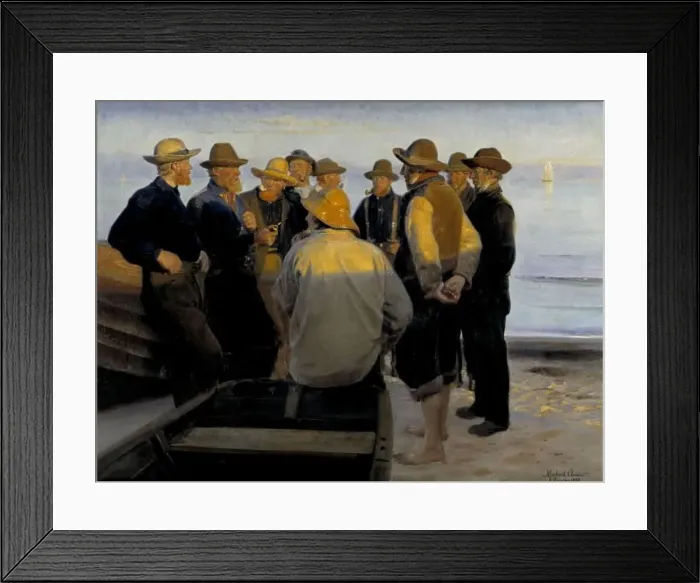 Framed Print : Fishermen by the Sea on a Summer's Evening, 1888. Creator: Michael Peter Ancher Framed Print : Fishermen by the Sea on a Summer's Evening, 1888. Creator: Michael Peter Ancher