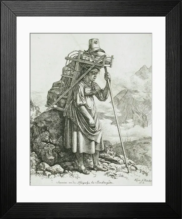 Framed Print : Dairy Maid from Berchtesgaden, 1818. Creator: Johann Adam Klein Framed Print : Dairy Maid from Berchtesgaden, 1818. Creator: Johann Adam Klein