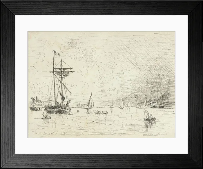 Framed Print : Departure from the Port of Honfleur, 1864. Creator: Johan Barthold Jongkind Framed Print : Departure from the Port of Honfleur, 1864. Creator: Johan Barthold Jongkind