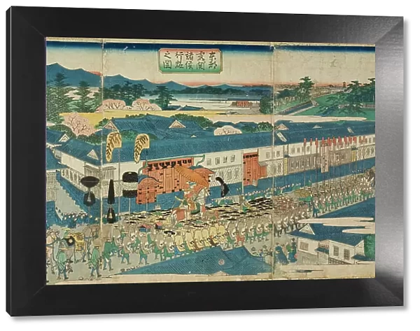 Daimyo Procession at Kasumigaseki in Edo, 1863. Creator: Utagawa Hiroshige II