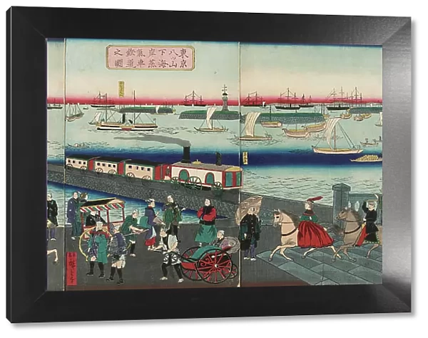 Picture of the Steam Engine Railway in Yatsuyama, Tokyo, 1871. Creator: Utagawa Hiroshige II