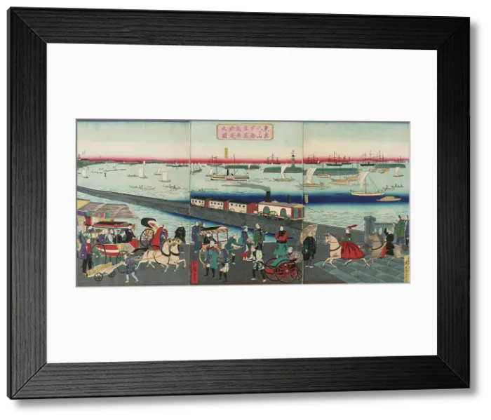 Framed Print : Picture of the Steam Engine Railway in Yatsuyama, Tokyo, 1871. Creator: Utagawa Hiroshige II Framed Print : Picture of the Steam Engine Railway in Yatsuyama, Tokyo, 1871. Creator: Utagawa Hiroshige II