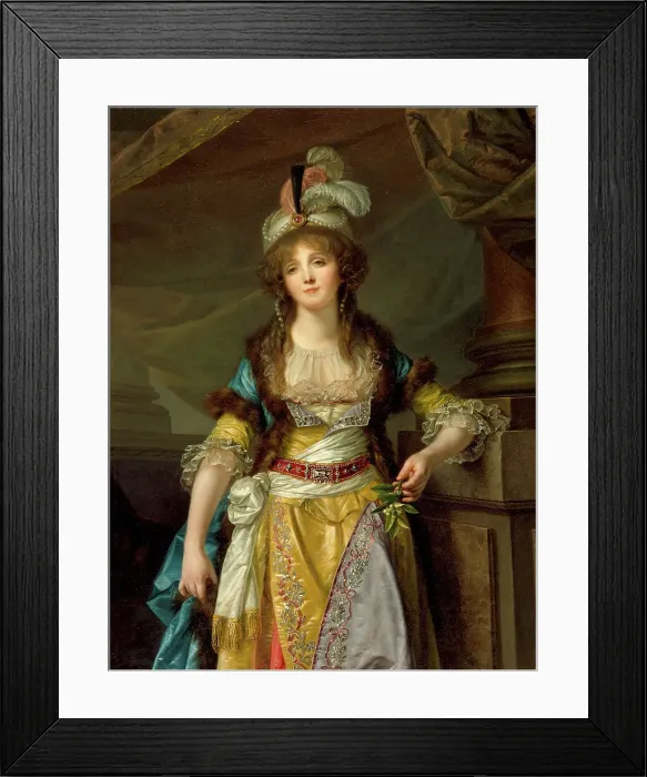 Framed Print : Portrait of a Lady in Turkish Fancy Dress, c1790. Creator: Jean-Baptiste Greuze Framed Print : Portrait of a Lady in Turkish Fancy Dress, c1790. Creator: Jean-Baptiste Greuze