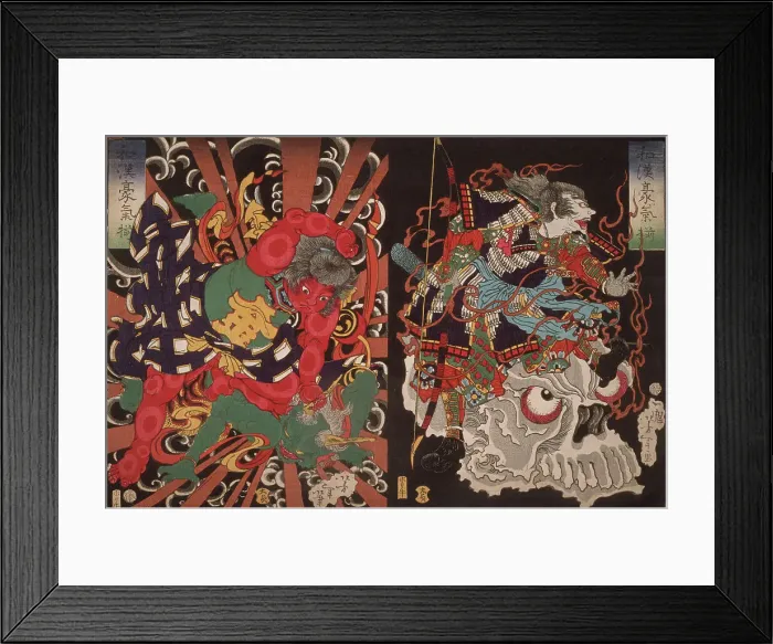 Framed Print : Warrior on Skull; Kintoki Overpowering a Demon, 1868. Creator: Tsukioka Yoshitoshi Framed Print : Warrior on Skull; Kintoki Overpowering a Demon, 1868. Creator: Tsukioka Yoshitoshi