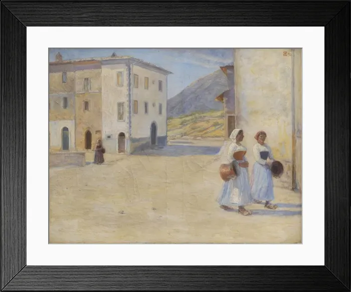 Framed Print : Young women going to the well at midday, Cività d'Antino, 1890. Creator: Henry Lørup Framed Print : Young women going to the well at midday, Cività d'Antino, 1890. Creator: Henry Lørup