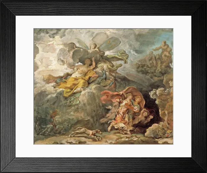 Framed Print : Aeneas and Dido Fleeing the Storm, between c1772 and c1774. Creator: Jean Bernard Restout Framed Print : Aeneas and Dido Fleeing the Storm, between c1772 and c1774. Creator: Jean Bernard Restout
