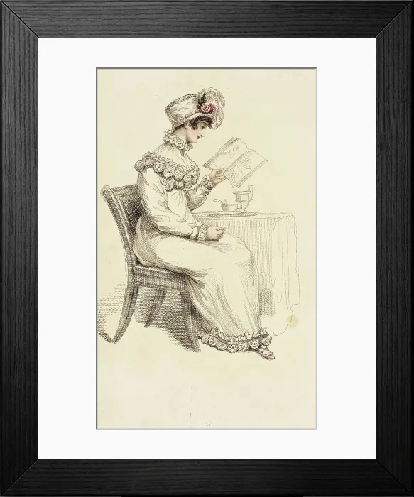 Framed Print : Fashion Plate (Morning Dress), 1815. Creator: John Bell Framed Print : Fashion Plate (Morning Dress), 1815. Creator: John Bell