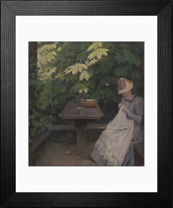 Framed Print : Woman in a garden, summer, 1891. Creator: Poul S. Christiansen Framed Print : Woman in a garden, summer, 1891. Creator: Poul S. Christiansen