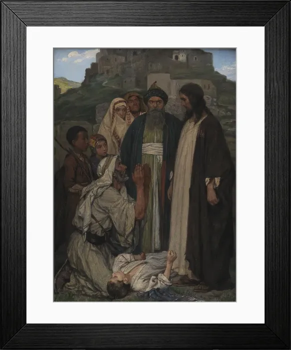Framed Print : Christ Cures the Lunatic Child, 1891. Creator: Axel Helsted Framed Print : Christ Cures the Lunatic Child, 1891. Creator: Axel Helsted