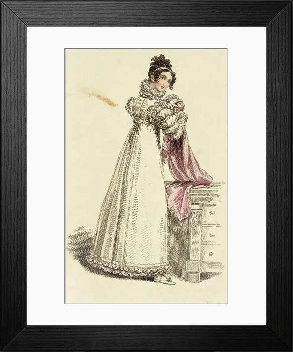 Framed Print : Fashion Plate (Morning Dress), 1815. Creator: John Bell Framed Print : Fashion Plate (Morning Dress), 1815. Creator: John Bell