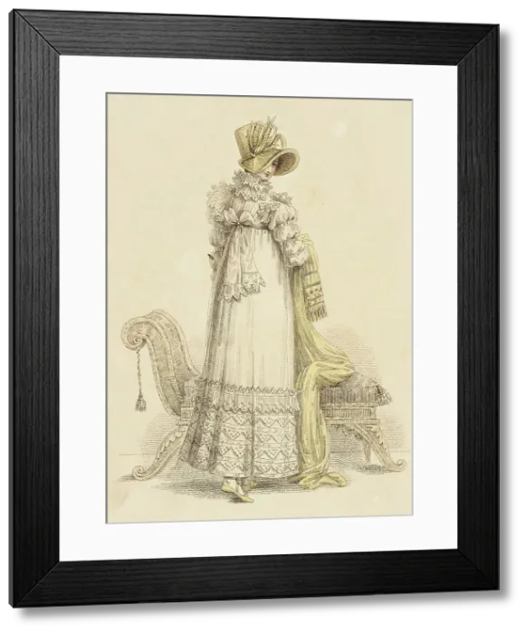 Framed Print : Fashion Plate (Parisian Walking Dress), 1816. Creator: John Bell Framed Print : Fashion Plate (Parisian Walking Dress), 1816. Creator: John Bell