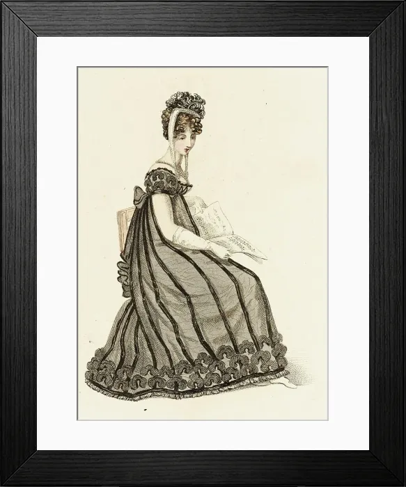 Framed Print : Fashion Plate (Evening Dress), 1819. Creator: John Bell Framed Print : Fashion Plate (Evening Dress), 1819. Creator: John Bell