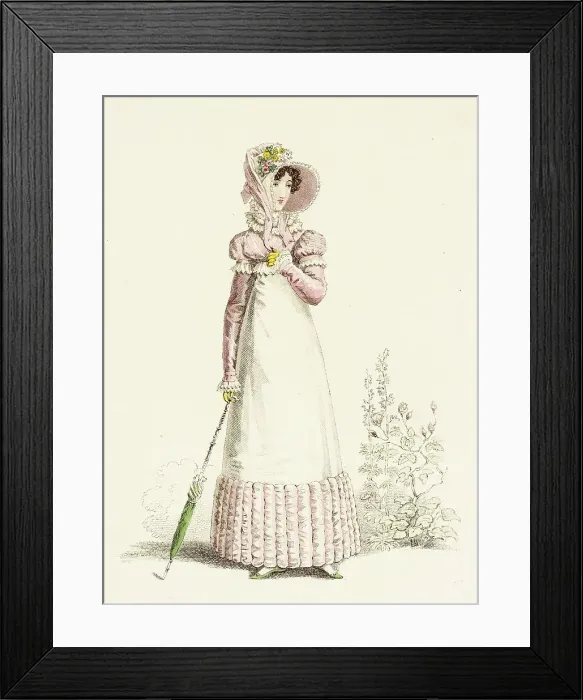 Framed Print : Fashion Plate (English Summer Recess Walking Dress), 1819. Creator: John Bell Framed Print : Fashion Plate (English Summer Recess Walking Dress), 1819. Creator: John Bell
