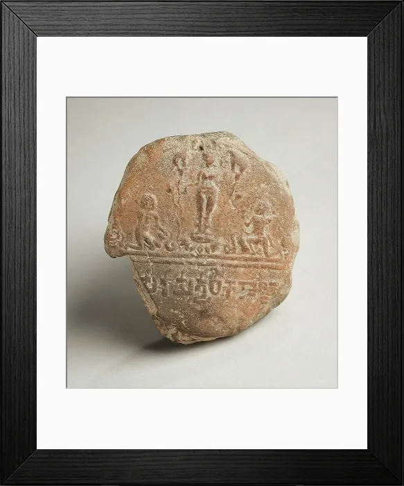Framed Print : Seal Impression with Shri Lakshmi Lustrated by Elephants (Gaja-Lakshmi), 5th century. Creator: Unknown Framed Print : Seal Impression with Shri Lakshmi Lustrated by Elephants (Gaja-Lakshmi), 5th century. Creator: Unknown