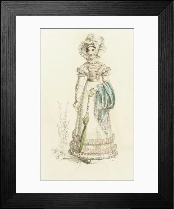 Framed Print : Fashion Plate (Carriage Dress), 1821. Creator: John Bell Framed Print : Fashion Plate (Carriage Dress), 1821. Creator: John Bell