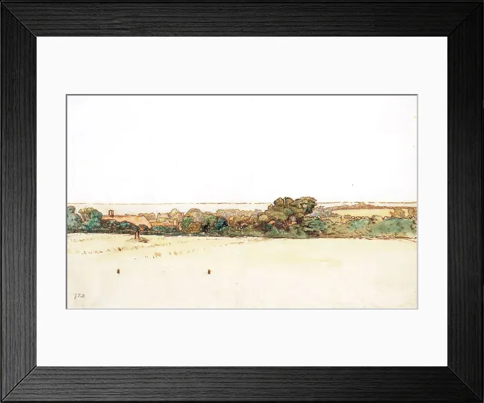Framed Print : Panoramic Landscape: The Village of Gruchy, between c1866 and c1871. Creator: Jean Francois Millet Framed Print : Panoramic Landscape: The Village of Gruchy, between c1866 and c1871. Creator: Jean Francois Millet