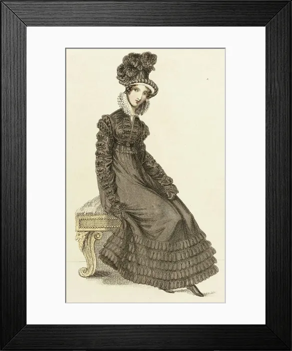 Framed Print : Fashion Plate (Walking Dress), 1820. Creator: John Bell Framed Print : Fashion Plate (Walking Dress), 1820. Creator: John Bell