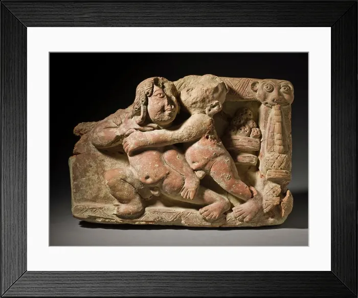Framed Print : Wrestlers, 5th century. Creator: Unknown Framed Print : Wrestlers, 5th century. Creator: Unknown