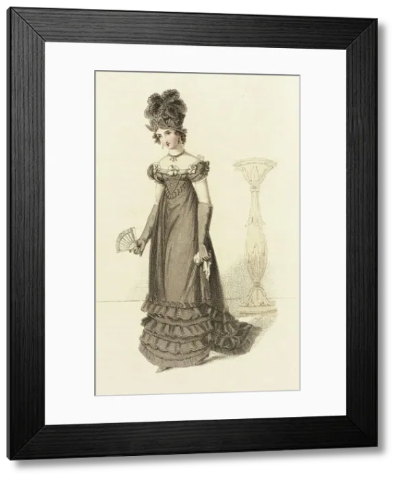 Framed Print : Fashion Plate (Evening Dress), 1820. Creator: John Bell Framed Print : Fashion Plate (Evening Dress), 1820. Creator: John Bell