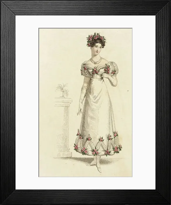 Framed Print : Fashion Plate (Parisian Ball Dress), 1820. Creator: John Bell Framed Print : Fashion Plate (Parisian Ball Dress), 1820. Creator: John Bell