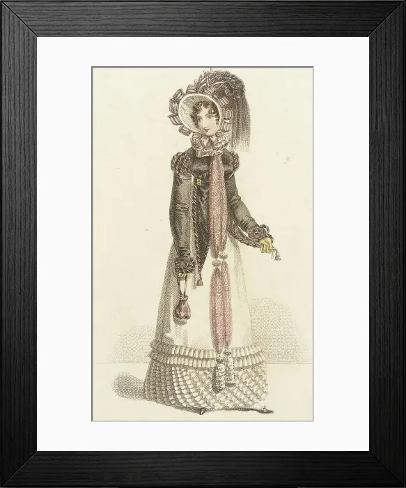 Framed Print : Fashion Plate (Walking Dress), 1820. Creator: John Bell Framed Print : Fashion Plate (Walking Dress), 1820. Creator: John Bell