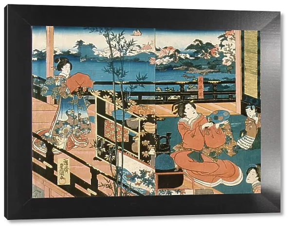Courtesans with Children, c1840. Creator: Utagawa Kunisada