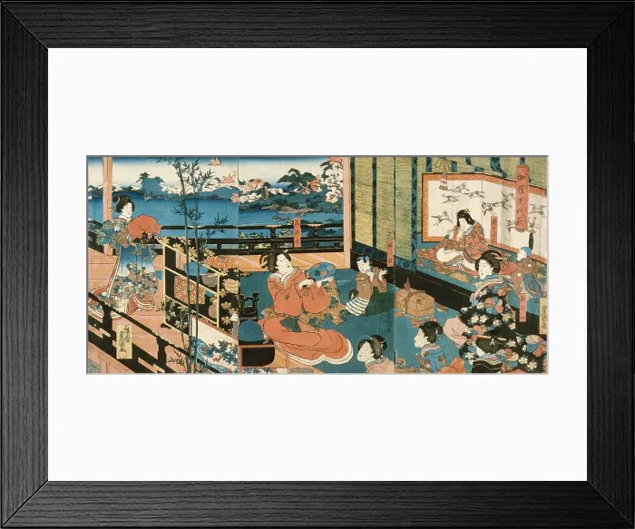 Framed Print : Courtesans with Children, c1840. Creator: Utagawa Kunisada Framed Print : Courtesans with Children, c1840. Creator: Utagawa Kunisada