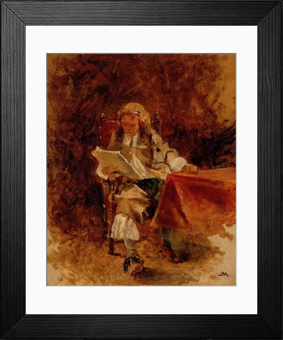 Framed Print : Study of a Seated Cavalier Reading, c1870. Creator: Jean Louis Ernest Meissonier