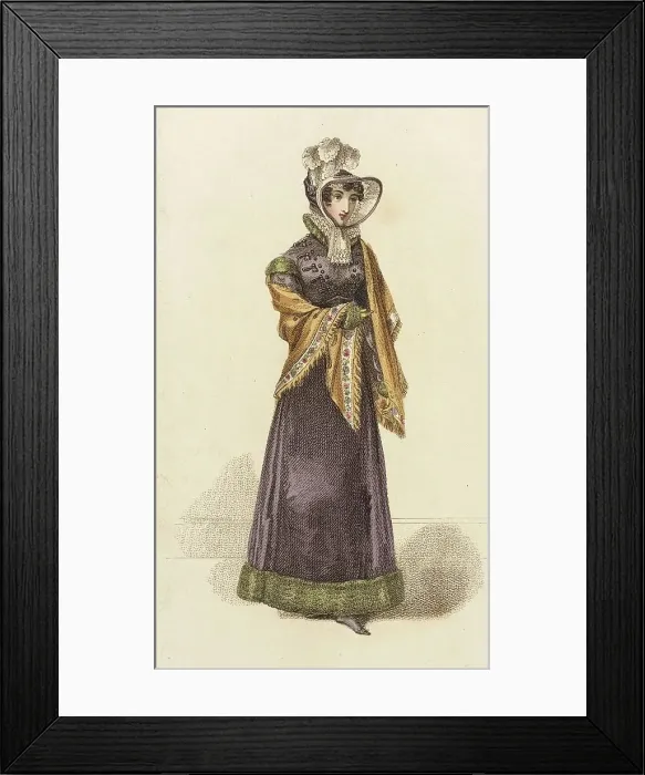 Framed Print : Fashion Plate (Walking Dress), 1821. Creator: John Bell Framed Print : Fashion Plate (Walking Dress), 1821. Creator: John Bell