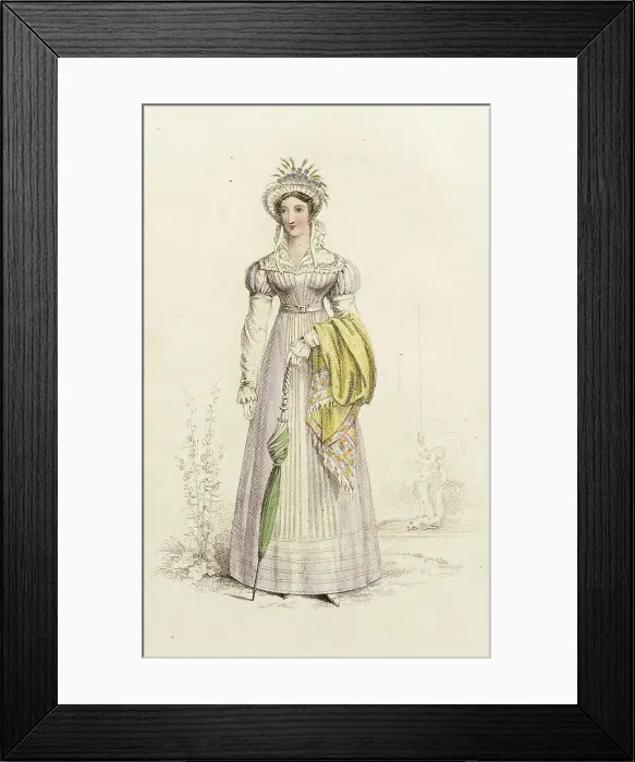 Framed Print : Fashion Plate (Walking Dress), 1822. Creator: John Bell Framed Print : Fashion Plate (Walking Dress), 1822. Creator: John Bell