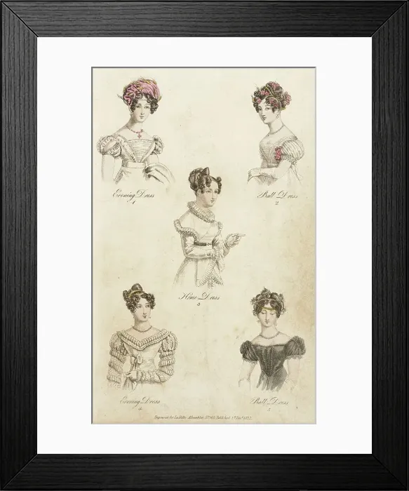 Framed Print : Fashion Plate (La Belle Assemblée), 1822. Creator: John Bell Framed Print : Fashion Plate (La Belle Assemblée), 1822. Creator: John Bell