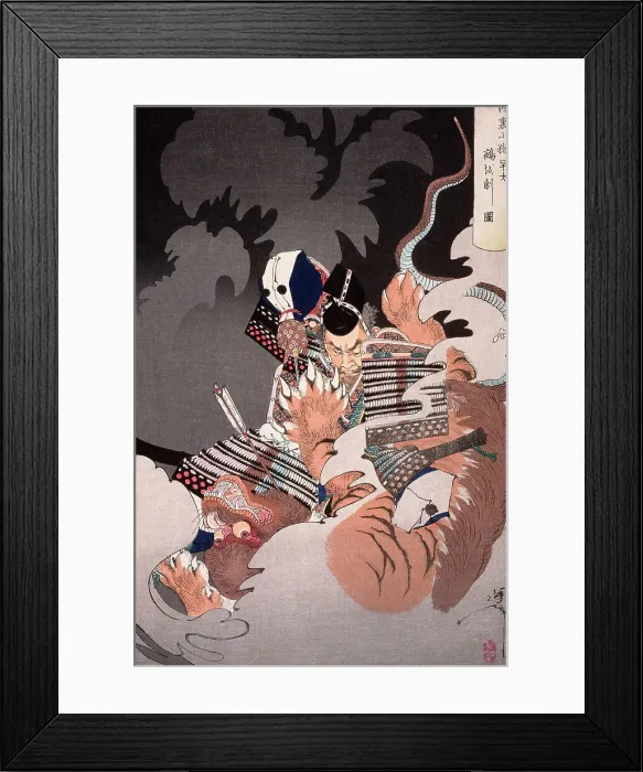 Framed Print : Ii No Hayata Kills the Nue at the Imperial Palace, 1890. Creator: Tsukioka Yoshitoshi Framed Print : Ii No Hayata Kills the Nue at the Imperial Palace, 1890. Creator: Tsukioka Yoshitoshi