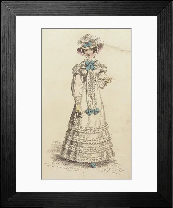 Framed Print : Fashion Plate (Walking Dress), 1824. Creator: John Bell Framed Print : Fashion Plate (Walking Dress), 1824. Creator: John Bell