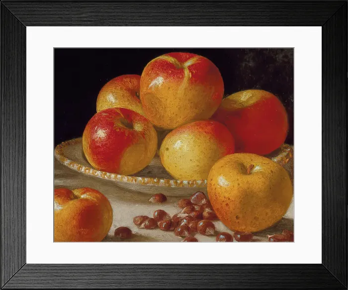 Framed Print : Still Life, Apples and Chestnuts, 1859. Creator: John F. Francis Framed Print : Still Life, Apples and Chestnuts, 1859. Creator: John F. Francis