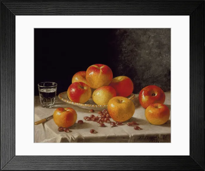 Framed Print : Still Life, Apples and Chestnuts, 1859. Creator: John F. Francis Framed Print : Still Life, Apples and Chestnuts, 1859. Creator: John F. Francis