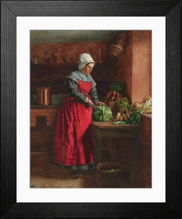 Framed Print : A Cook in a Red Apron in the Inn at Vaugirard, 1862. Creator: Leon Bonvin Framed Print : A Cook in a Red Apron in the Inn at Vaugirard, 1862. Creator: Leon Bonvin