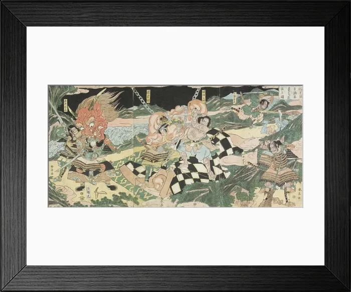 Framed Print : Warriors Fighting: A Battle of Demons of the Lower World (image 2 of 2), 18th-19th century. Creator: Katsukawa Shuntei Framed Print : Warriors Fighting: A Battle of Demons of the Lower World (image 2 of 2), 18th-19th century. Creator: Katsukawa Shuntei