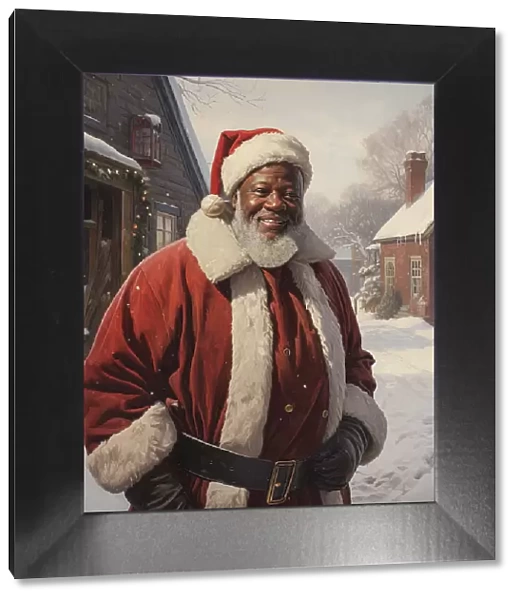 AI Image - Illustration of a Black Father Christmas, 2023. Creator: Heritage Images