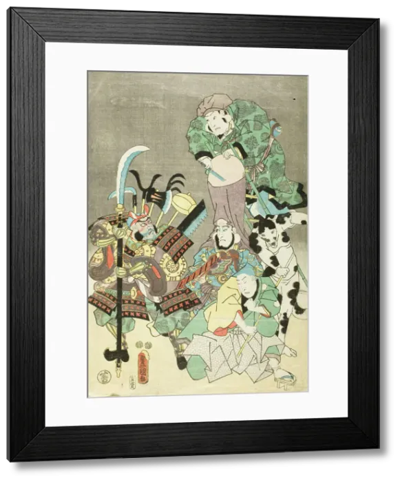 Framed Print : Actors as Otsu-e figures Fukurokuju and Benkei, c1850. Creator: Utagawa Kunisada Framed Print : Actors as Otsu-e figures Fukurokuju and Benkei, c1850. Creator: Utagawa Kunisada