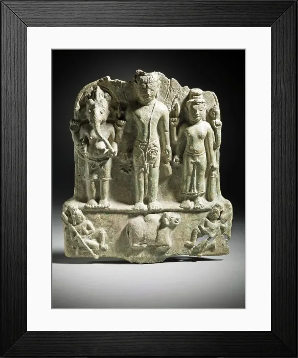 Framed Print : The Hindu God Shiva Flanked by Ganesha and Durga (image 1 of 2), 8th century. Creator: Unknown Framed Print : The Hindu God Shiva Flanked by Ganesha and Durga (image 1 of 2), 8th century. Creator: Unknown