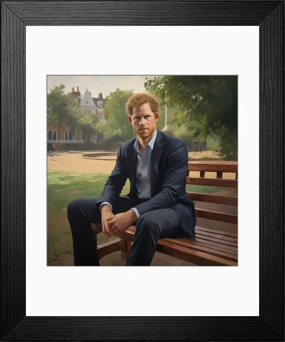 Framed Print : AI Image - Portrait of Prince Harry, Duke of Sussex, 2023. Creator: Heritage Images