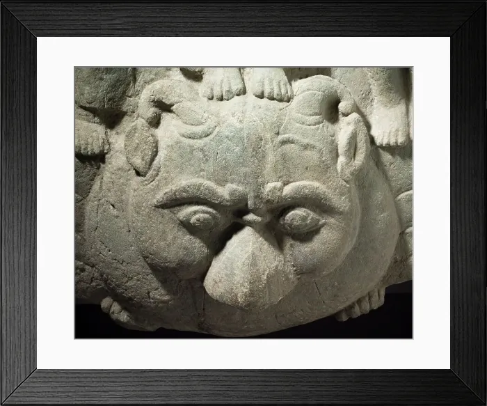 Framed Print : A Buddha Flanked by Figures Standing on a Mythical Creature (image 5 of 6), 8th-9th century. Creator: Unknown Framed Print : A Buddha Flanked by Figures Standing on a Mythical Creature (image 5 of 6), 8th-9th century. Creator: Unknown