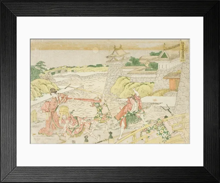 Framed Print : Okaru and Kampei outside Kamakura Castle, Act III from the Play Chushingura, 1806. Creator: Hokusai Framed Print : Okaru and Kampei outside Kamakura Castle, Act III from the Play Chushingura, 1806. Creator: Hokusai