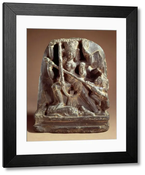 Framed Print : Durga Slaying the Buffalo Demon, 9th century. Creator: Unknown