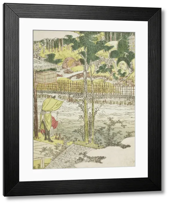 Framed Print : Untitled, river and temple, c1802. Creator: Hokusai Framed Print : Untitled, river and temple, c1802. Creator: Hokusai